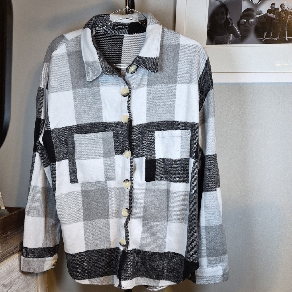 Plaid Button-Up Cardigan Sweater